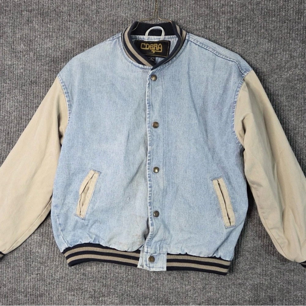 Vintage Cobra varsity jacket men’s size medium m denim 90s y2k bomber